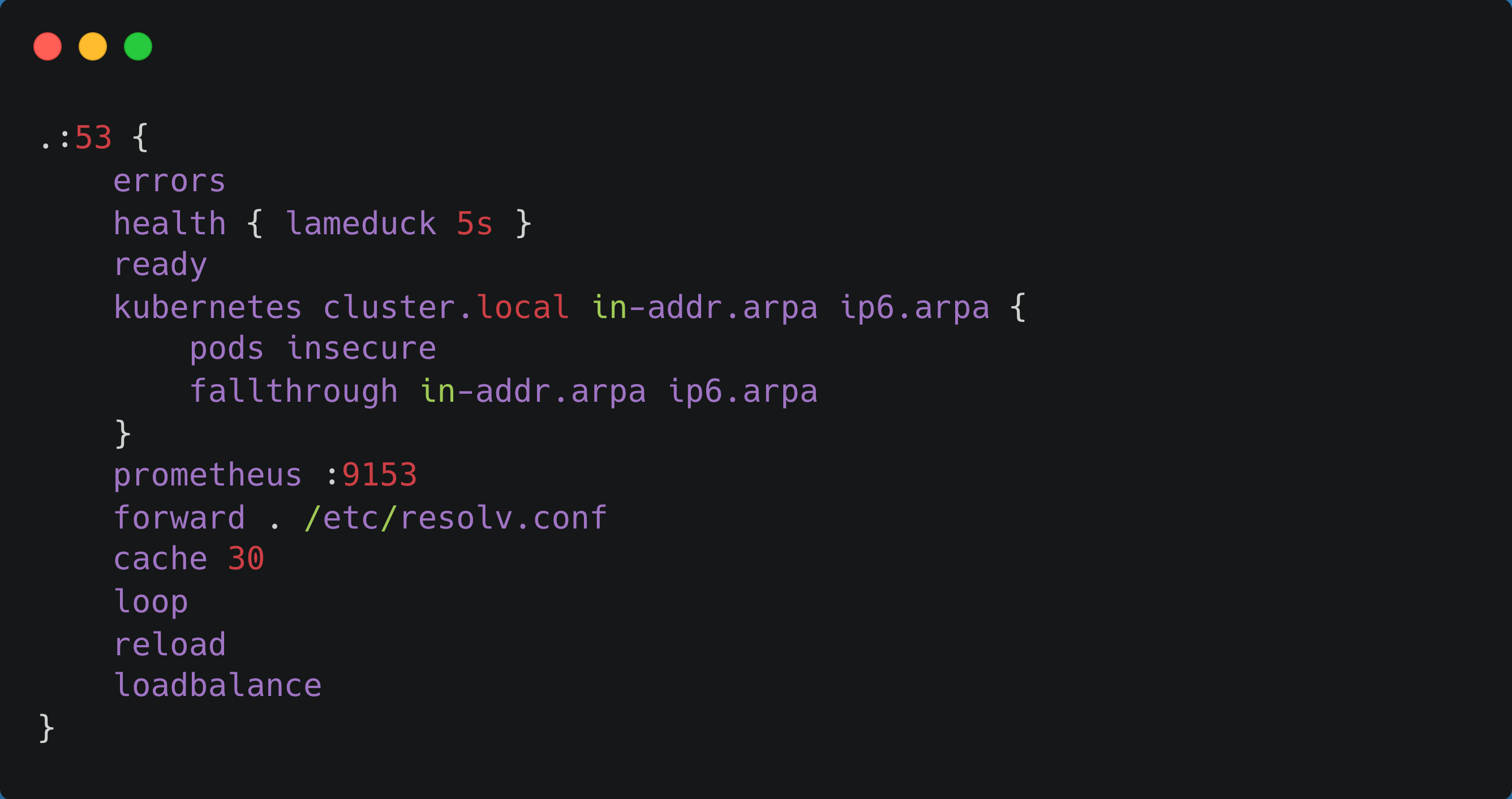 CoreDNS Corefile configuration