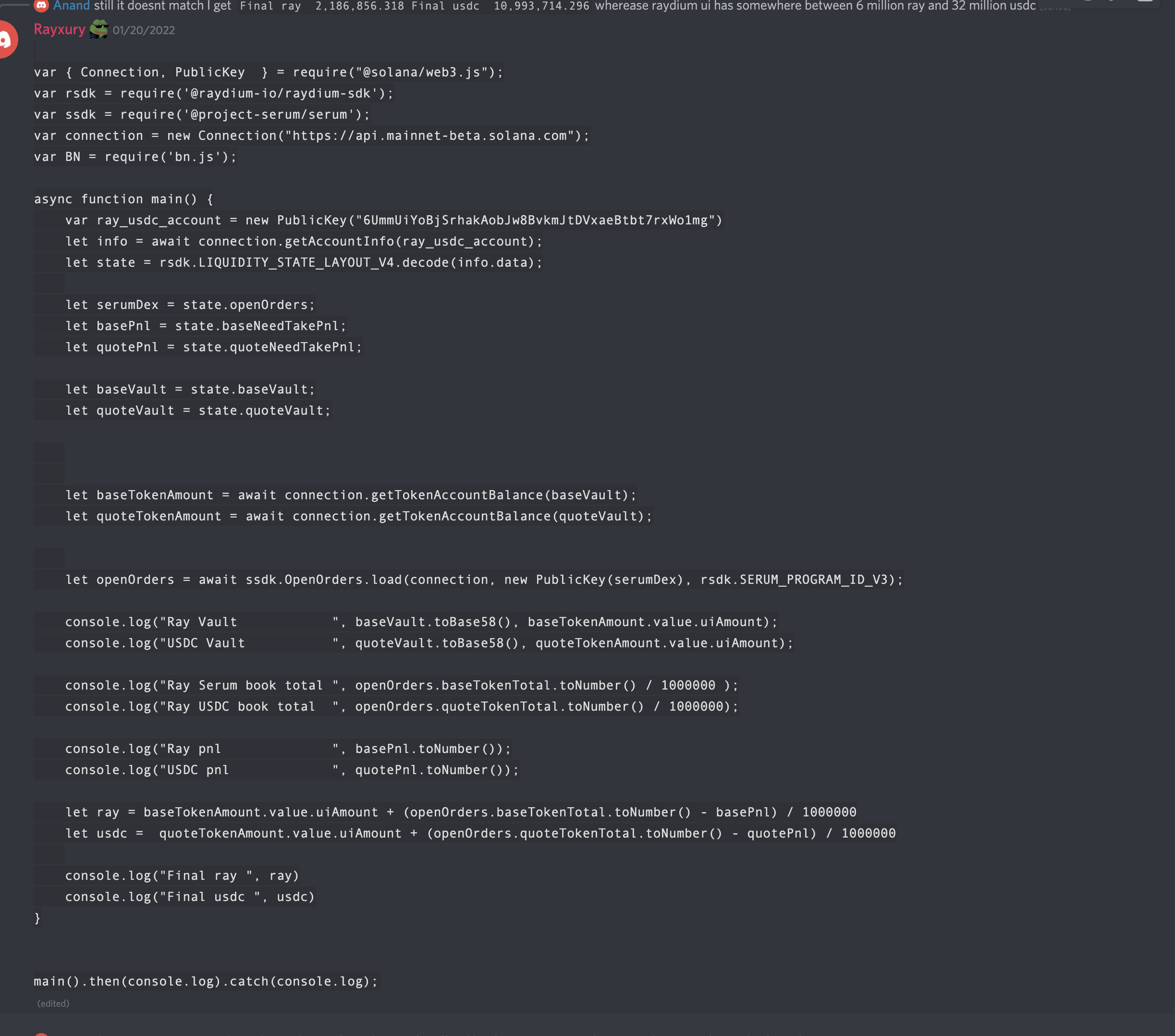 Raydium discord screenshot